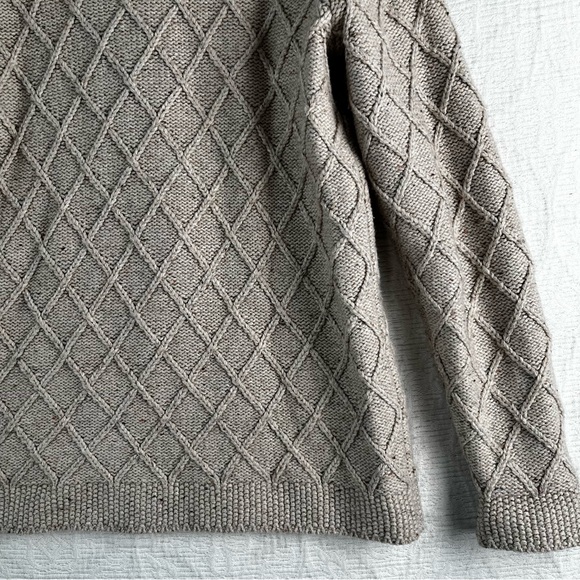 Lands End Cotton Blend Rollneck Sweater Women M Beige Donegal Knit Oatmeal Tweed - Picture 13 of 16